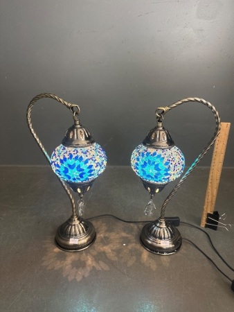 Pair Turkish Mosaic Table Lamps