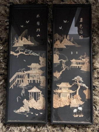 Pair of Hand Carved Chinese Dioramas