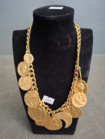 Vintage Yves Saint Laurent Gold Plated Charm Necklace