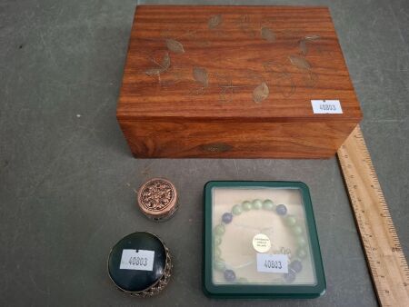 3 Trinket Boxes - Incs Connemara Marble Ireland Bracelet