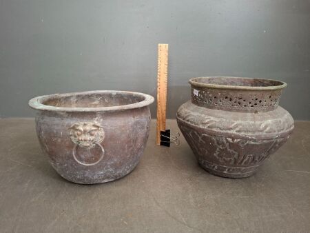 2 Copper Garden Pots