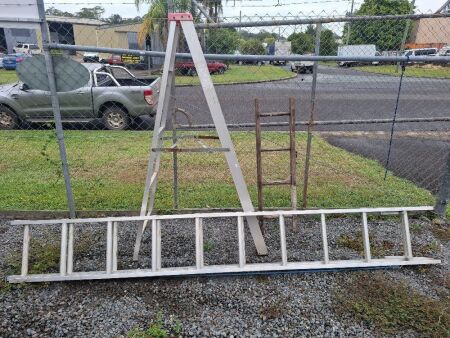 Bailey Extension Ladder with two other step ladders