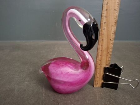 Hand Blown Pink Art Glass Flamingo