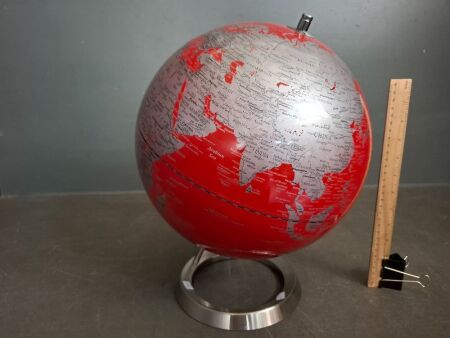 Red and Silver World Globe