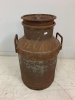 Large Vintage Milk Can with Lid - 2