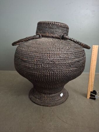 Antique Filipino Ifugao Ulbong Rice Basket with Lid
