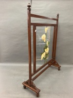 Victorian Timber Framed Fire Screen with Hand Painted Arum Lillies on Glass Panel - 3