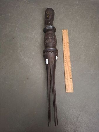 Carved Iculanibokola Fijian Tribal Cannibal Fork