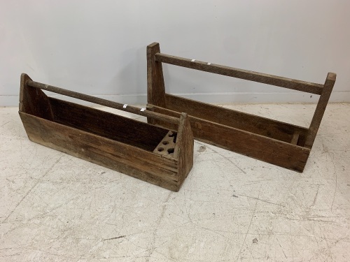 2 x Vintage Timber Tradies Tool Carriers