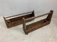 2 x Vintage Timber Tradies Tool Carriers - 2