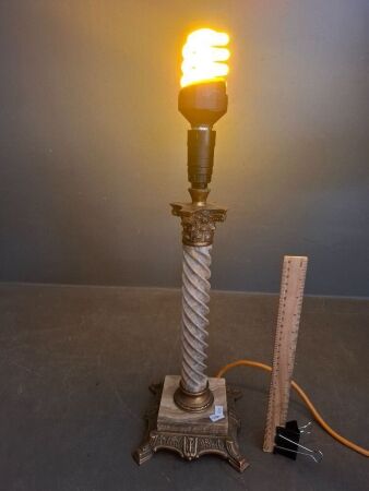Vintage Marble & Brass Table Lamp