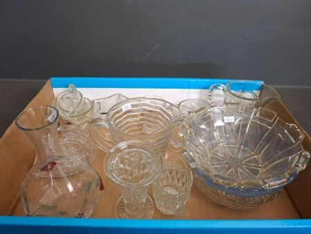 Assortment of Cut Glass inc. Orrefors Handpainted Carafe