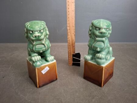 Pair Glazed Ceramic Chinese Foo Dogs