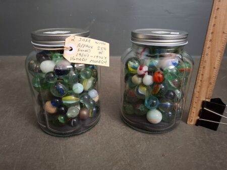 2 Jars of Approx 250 Vintage Marbles