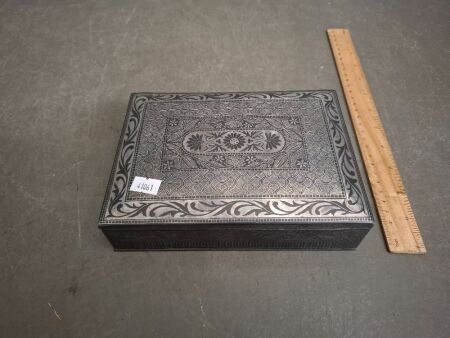Heavy Pewter Etched Jewellery Box