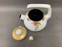 Enamelled Royal Albert Old Country Roses Kettle - Made in Germany - 5