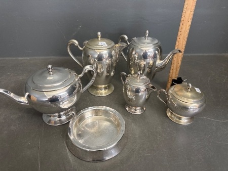 Six piece silver plated tea & coffee service vintage