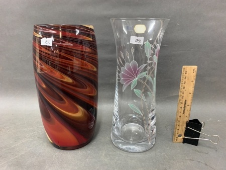 Vintage Cameo Glass Vase & Bohemian Glass Vase