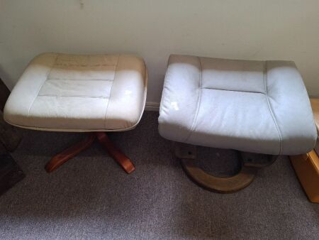 2 Mid Century Leather Foot Stools