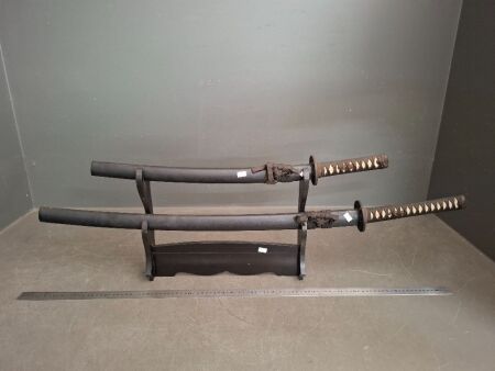 2 Various Sized Katanas in Sheaths - for display