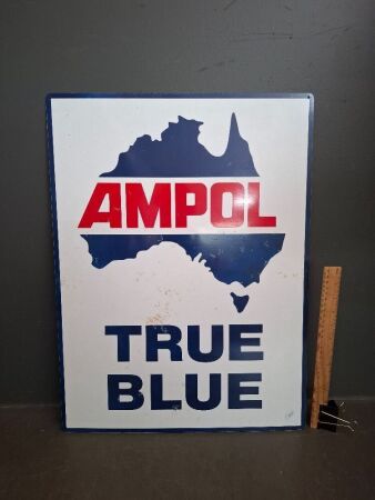 50th anniversary AMPOL 1986 True Blue Metal Sign - app 450 x 600