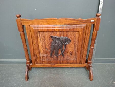 Mid Century Hand Carved Wooden Fire Place Screen