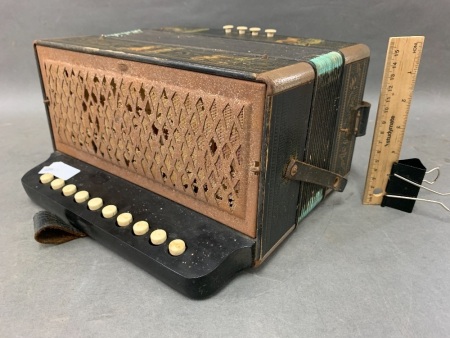 Vintage Black Timber Hohner Accordian