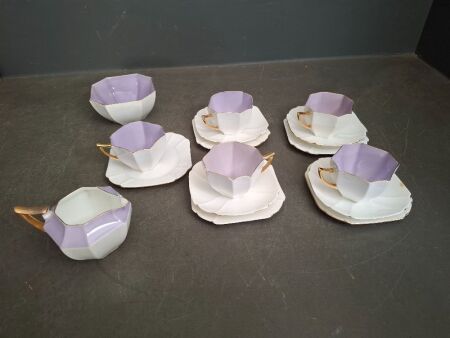 Shelley England Art Deco Lilac and Gold Tea Set - Rd723404