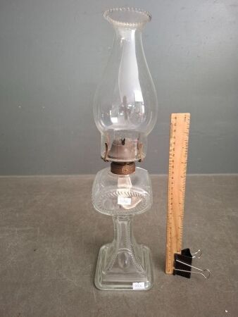 Vintage Glass Kerosene Lantern with Chimney