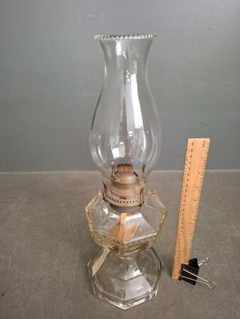 Antique Victor No2 Glass Oil Lamp with Chimney