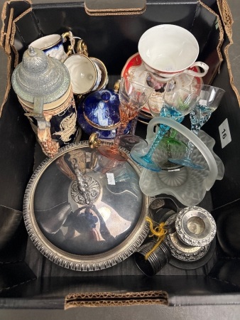 Large Lot of Decorator Items - Incs Glassware, Silverplated Items, Capodimonte Tea Set
