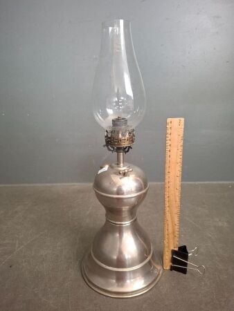 Antique Nickel Plated Brass Kerosene Lamp