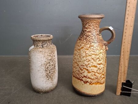 2 West Germany Earthy Vases - 1 Marked Scheurich 493-27