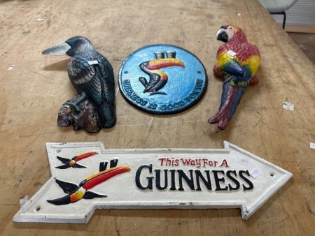 Mixed Bird and Guinness Cast Iron Decorator Items