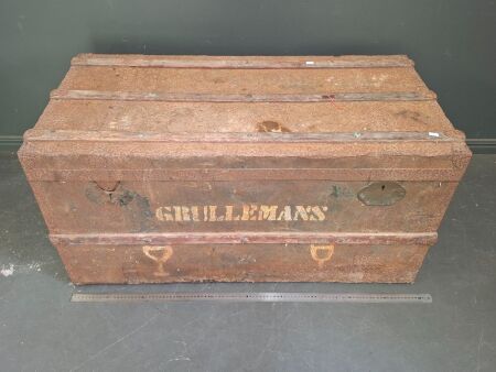 Vintage Metal and Wooden Chest