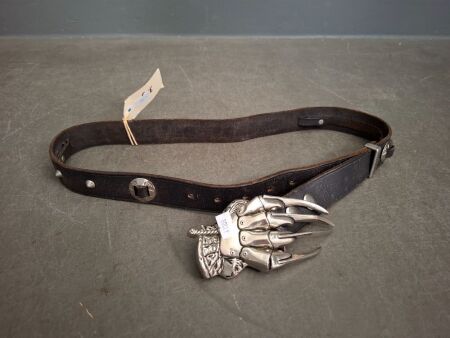 Genuine Harley Davidson Belt with Freddy Krueger Warner Bros Belt Buckle by Rock Rebel