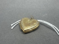 9ct Gold Heart Locket Pendant - Stamped 375