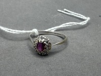 18ct White Gold, Sapphire & Diamond Ring - Stamped 375 - Size L - 2