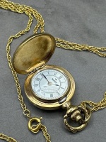 Mini Algex Pocket Watch on Necklace & Classique Quartz Swiss Made Pocket Watch on Chain in Original Box - 3