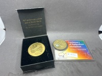 2 Australian Medallion - Incs Centenary of Federation Medallion for Primary School Students & Australian Government Department of Veterans Affairs World War 2