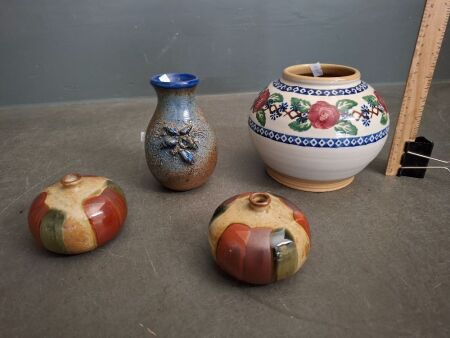 Stunning Ceramic Items - Incs 2 Mini Vases, Made in Japan - 1 Handpainted Nicholas Mosse Pottery, Made in Ireland - 1 Unique Blue Vase