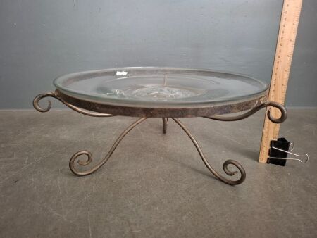Ardena Collection Romania Glass Display Bowl on Metal Stand