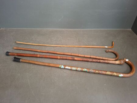 4 Vintage Walking Sticks