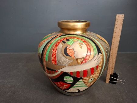 Vintage Picasso Style 'Love Stories' Enamel Mosaic Ceramic Vase