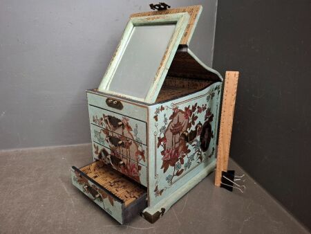 Asian Hand Painted Jewellery Box with Mirror
