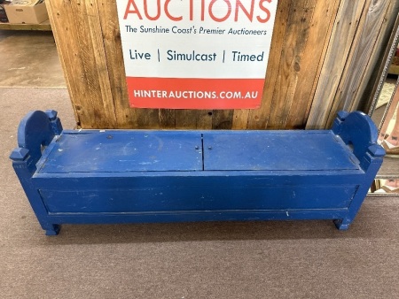 Solid Blue Timber Bench Seat with Storage Chest