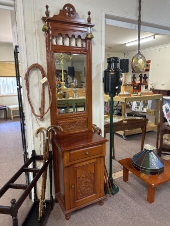 Antique - Style Mahogany Carved Timber Hall Stand