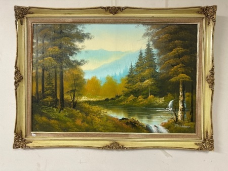 Vintage Oil Painting in Ornate Frame