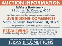 AUCTION INFORMATION: Bidding is live at 13 Jarrah St, Cooroy, 4563 & online via web feed (simulcast) - It is recommended that interested bidders attend the auction onsite | BIDDING COMMENCES: 9am, Sunday, December 14, 2025, Registration from 8am (photo I.