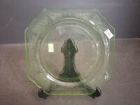 Uranium Glass Madrid Design Plate - 2